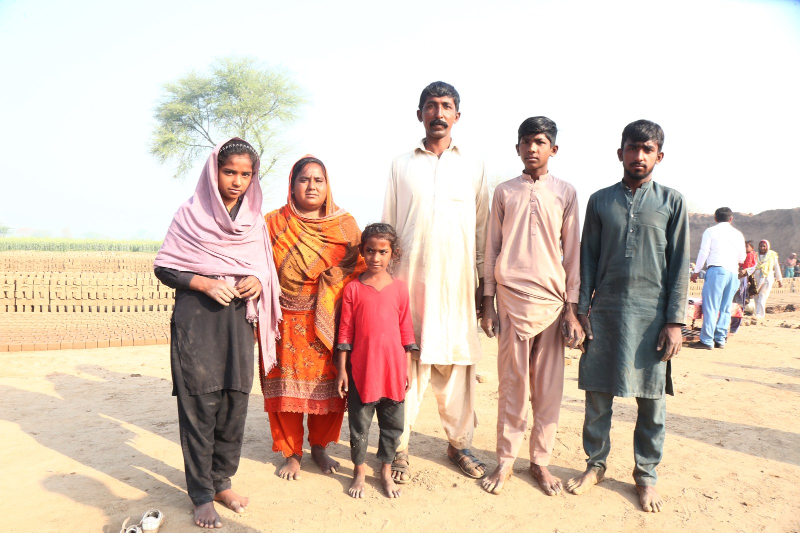 A family living and working at the brick kiln